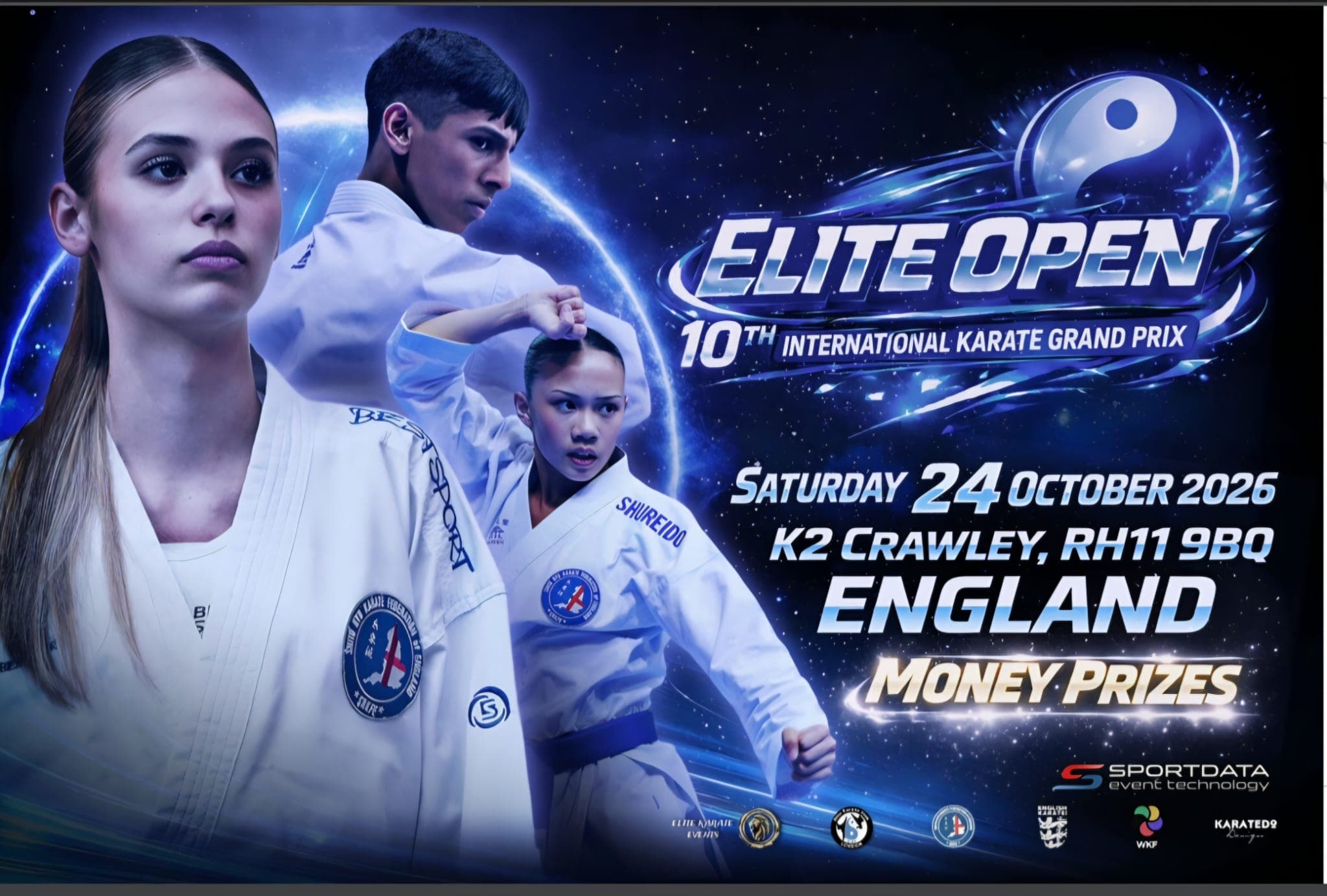Elite Open 10th International Karate Grand Prix poster, Saturday 24 October 2026 at K2 Crawley